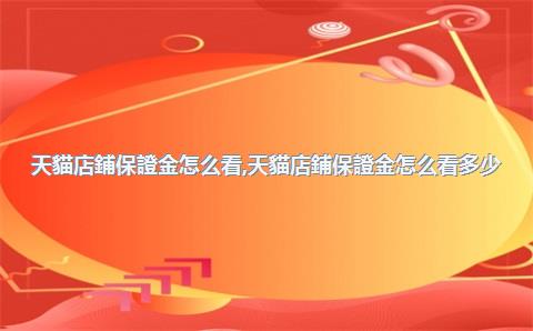 天貓店鋪保證金怎么看，天貓店鋪保證金怎么看多少