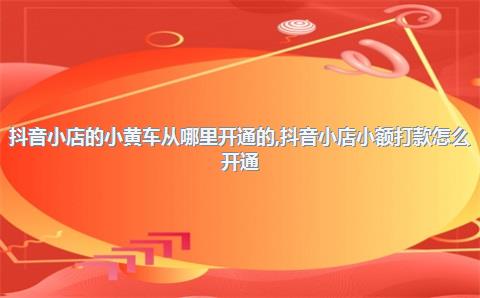 抖音小店的小黄车从哪里开通的，抖音小店小额打款怎么开通