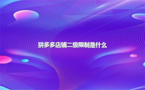 拼多多店铺二级限制是什么？