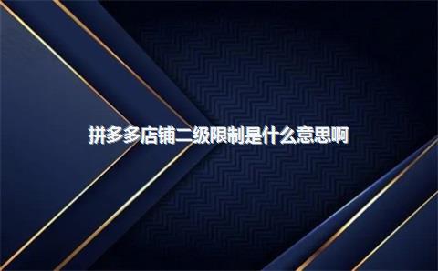 拼多多店铺二级限制是什么意思啊？